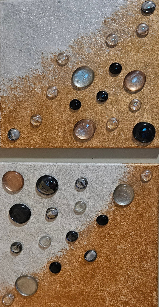 Bubbles Set / canvas, glass stone, unframed / 10x10