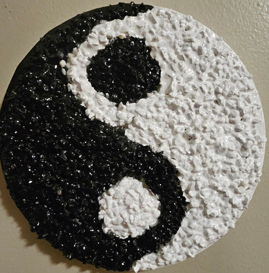 Yin Yang / liquid acrylic stone rocks, unframed / 8in