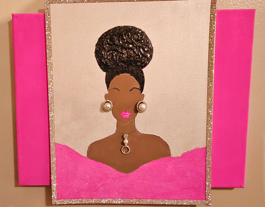 Pink Sparkle- Acrylic, texture, jewelry canvas, unframed