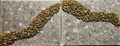 Gold Run  {set} unframed / acrylic, stone on canvas / 10x8