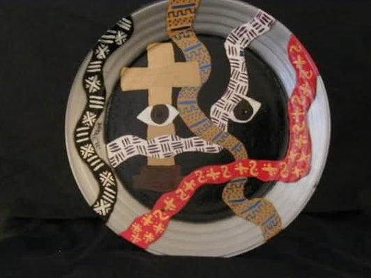 All Seeing God / Mix media, acrylic, glass / 10in Glass Plate