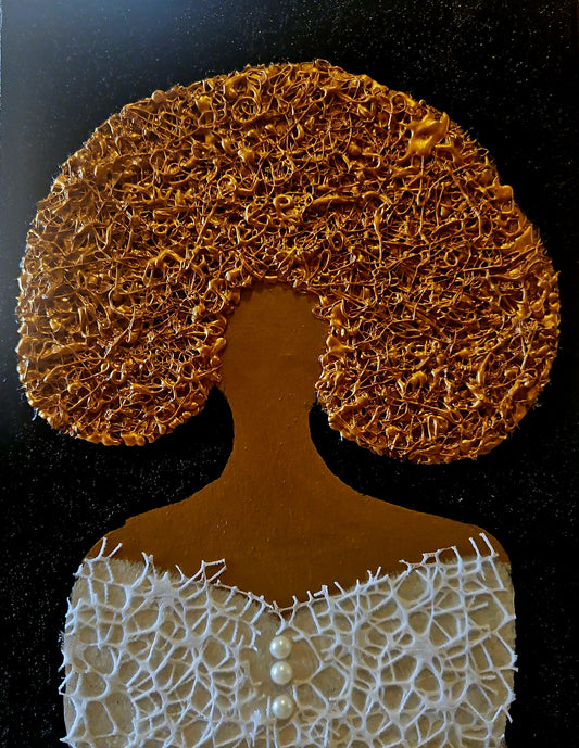 Lady  / Textured , Fabric Acrylic /  14x11