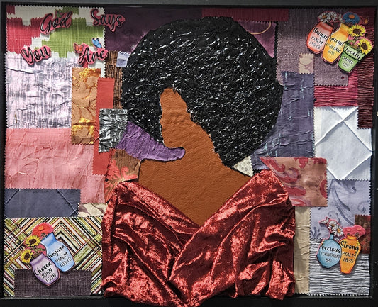 Drape- fabric, texture, acrylic, framed